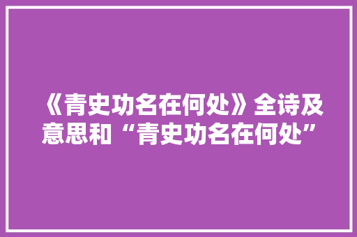 《青史功名在何处》全诗及意思和“青史功名在何处”的拼音注释 诗词鉴赏