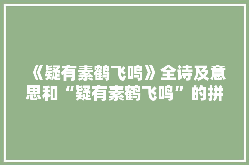 《疑有素鹤飞鸣》全诗及意思和“疑有素鹤飞鸣”的拼音注释 诗词鉴赏