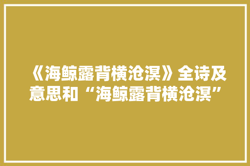 《海鲸露背横沧溟》全诗及意思和“海鲸露背横沧溟”的拼音注释