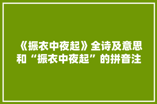 《振衣中夜起》全诗及意思和“振衣中夜起”的拼音注释