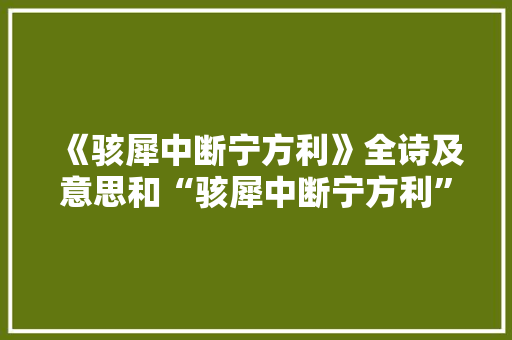 《骇犀中断宁方利》全诗及意思和“骇犀中断宁方利”的拼音注释