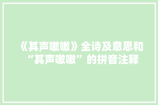 《其声嗷嗷》全诗及意思和“其声嗷嗷”的拼音注释
