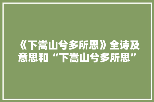 《下嵩山兮多所思》全诗及意思和“下嵩山兮多所思”的拼音注释