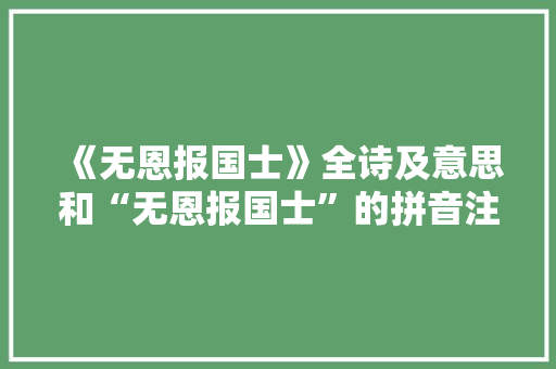 《无恩报国士》全诗及意思和“无恩报国士”的拼音注释