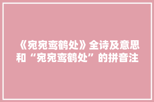 《宛宛鸾鹤处》全诗及意思和“宛宛鸾鹤处”的拼音注释