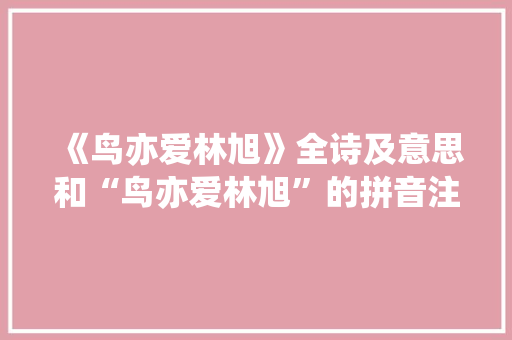 《鸟亦爱林旭》全诗及意思和“鸟亦爱林旭”的拼音注释 诗词鉴赏