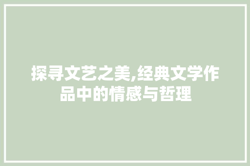 探寻文艺之美,经典文学作品中的情感与哲理