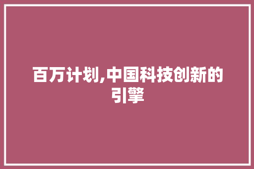 百万计划,中国科技创新的引擎