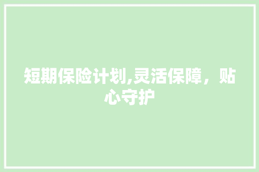 短期保险计划,灵活保障，贴心守护