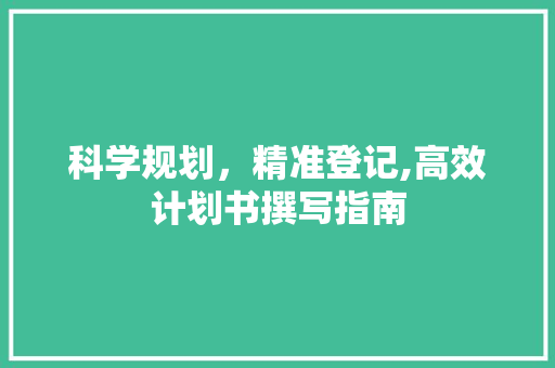 科学规划，精准登记,高效计划书撰写指南