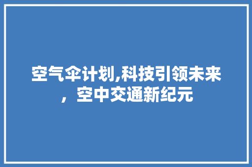空气伞计划,科技引领未来，空中交通新纪元