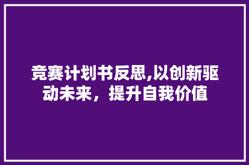 竞赛计划书反思,以创新驱动未来，提升自我价值