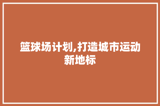 篮球场计划,打造城市运动新地标