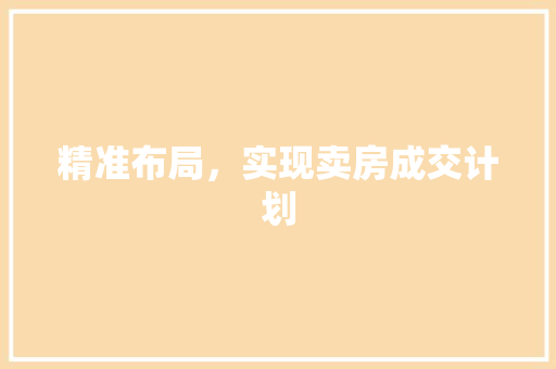 精准布局，实现卖房成交计划