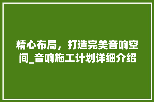精心布局，打造完美音响空间_音响施工计划详细介绍