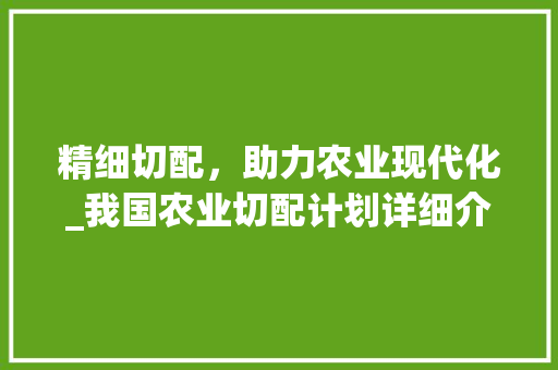 精细切配，助力农业现代化_我国农业切配计划详细介绍