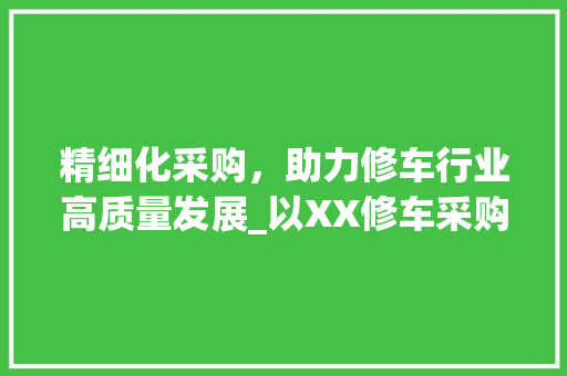 精细化采购，助力修车行业高质量发展_以XX修车采购计划为例