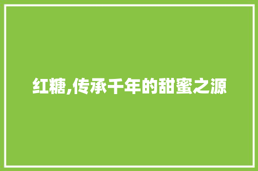 红糖,传承千年的甜蜜之源