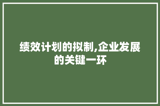 绩效计划的拟制,企业发展的关键一环