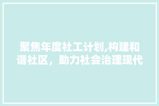 聚焦年度社工计划,构建和谐社区，助力社会治理现代化