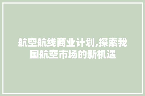 航空航线商业计划,探索我国航空市场的新机遇