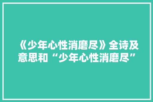 《少年心性消磨尽》全诗及意思和“少年心性消磨尽”的拼音注释