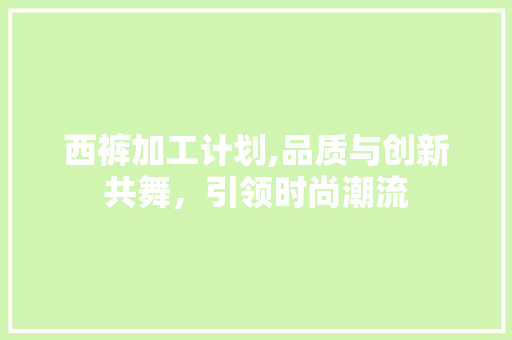 西裤加工计划,品质与创新共舞，引领时尚潮流