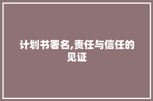 计划书署名,责任与信任的见证