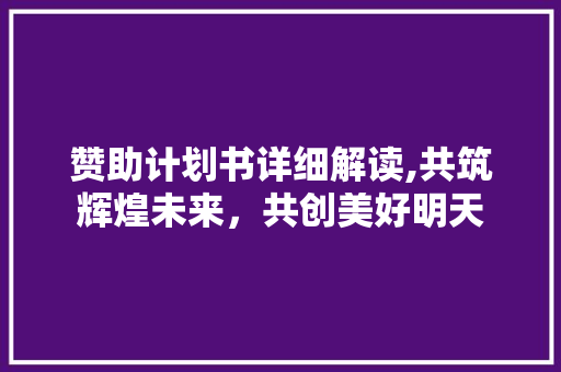 赞助计划书详细解读,共筑辉煌未来，共创美好明天
