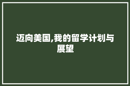 迈向美国,我的留学计划与展望