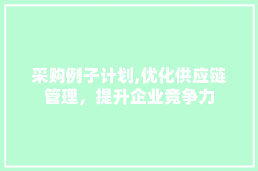 采购例子计划,优化供应链管理，提升企业竞争力