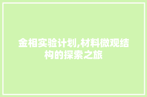 金相实验计划,材料微观结构的探索之旅