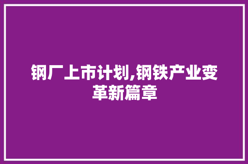 钢厂上市计划,钢铁产业变革新篇章