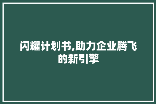 闪耀计划书,助力企业腾飞的新引擎