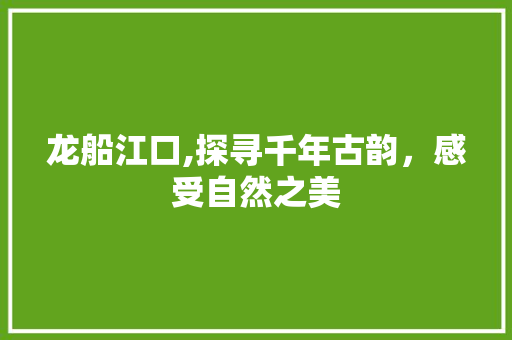 龙船江口,探寻千年古韵，感受自然之美