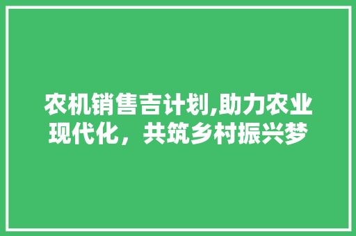 农机销售吉计划,助力农业现代化，共筑乡村振兴梦