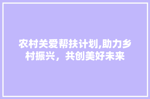 农村关爱帮扶计划,助力乡村振兴，共创美好未来
