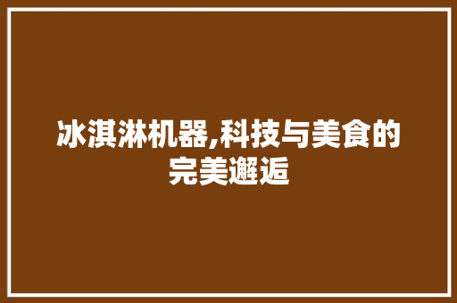 冰淇淋机器,科技与美食的完美邂逅
