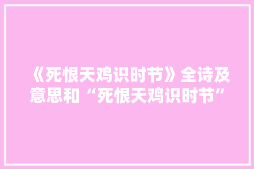 《死恨天鸡识时节》全诗及意思和“死恨天鸡识时节”的拼音注释