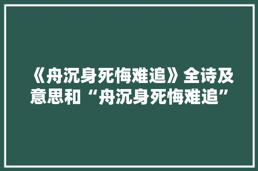 《舟沉身死悔难追》全诗及意思和“舟沉身死悔难追”的拼音注释
