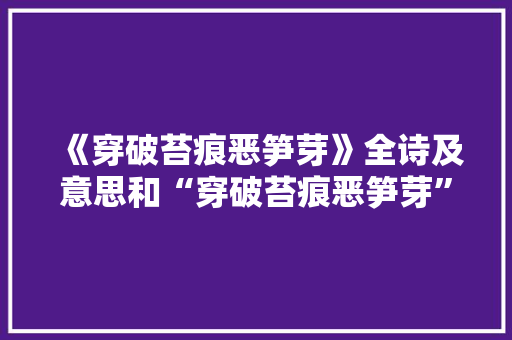 《穿破苔痕恶笋芽》全诗及意思和“穿破苔痕恶笋芽”的拼音注释