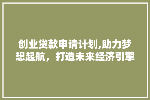 创业贷款申请计划,助力梦想起航，打造未来经济引擎