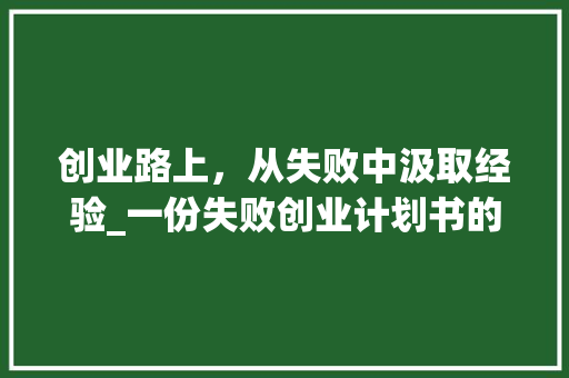 创业路上，从失败中汲取经验_一份失败创业计划书的反思