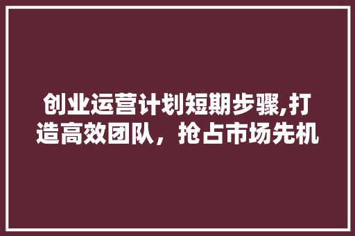 创业运营计划短期步骤,打造高效团队，抢占市场先机