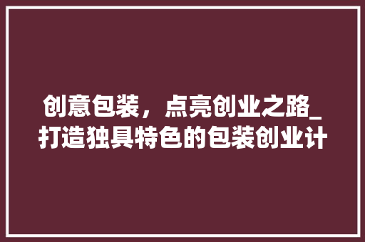 创意包装，点亮创业之路_打造独具特色的包装创业计划