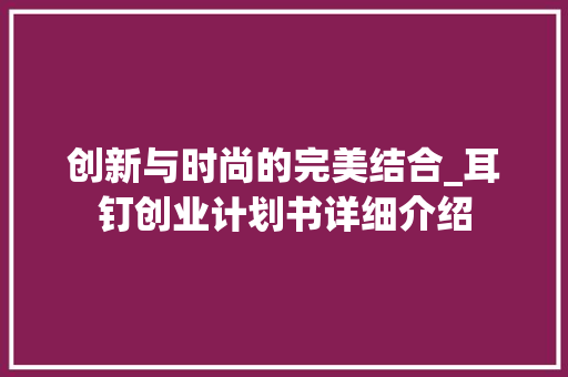 创新与时尚的完美结合_耳钉创业计划书详细介绍