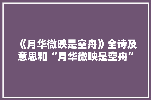 《月华微映是空舟》全诗及意思和“月华微映是空舟”的拼音注释