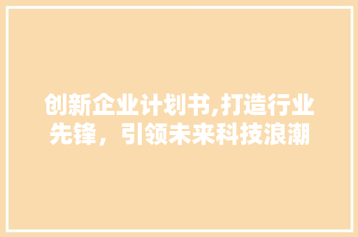 创新企业计划书,打造行业先锋，引领未来科技浪潮