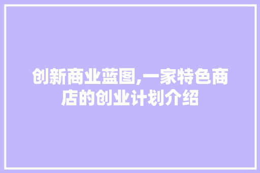 创新商业蓝图,一家特色商店的创业计划介绍