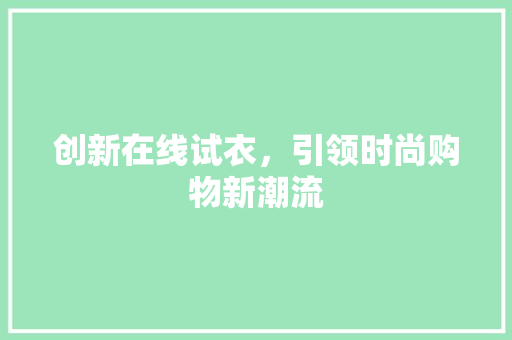 创新在线试衣，引领时尚购物新潮流